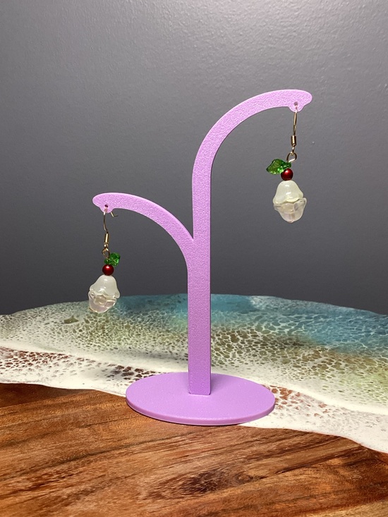 Jewelry - Handcrafted vanilla ice cream Earrings with Red and Green cherry